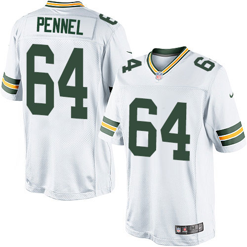 Men's Limited Mike Pennel Nike Jersey White Road - #64 NFL Green Bay Packers